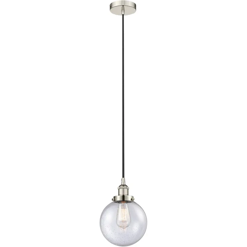 Edison Beacon LED 8 inch Polished Nickel Mini Pendant Ceiling Light