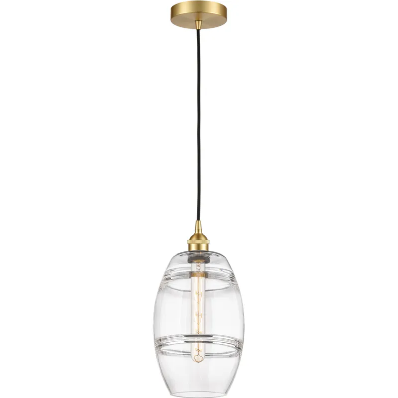 Edison Vaz 1 Light 8 inch Satin Gold Cord Hung Mini Pendant Ceiling Light