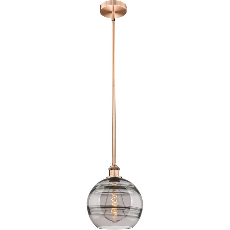 Edison Rochester 1 Light 10 inch Antique Copper Stem Hung Mini Pendant Ceiling Light