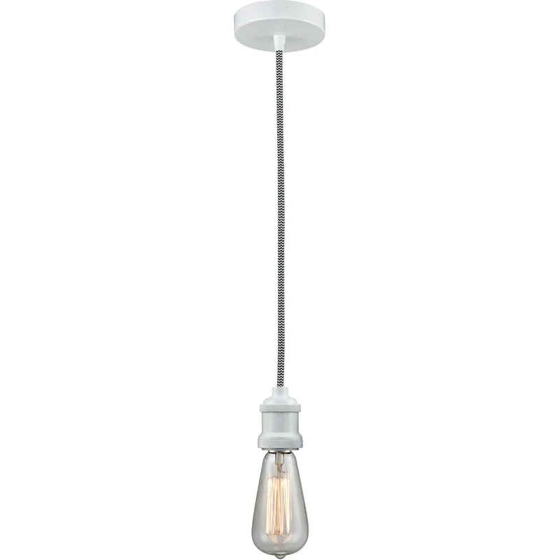 Edison Bare Bulb 1 Light 2 inch White Mini Pendant Ceiling Light in Zebra, Edison