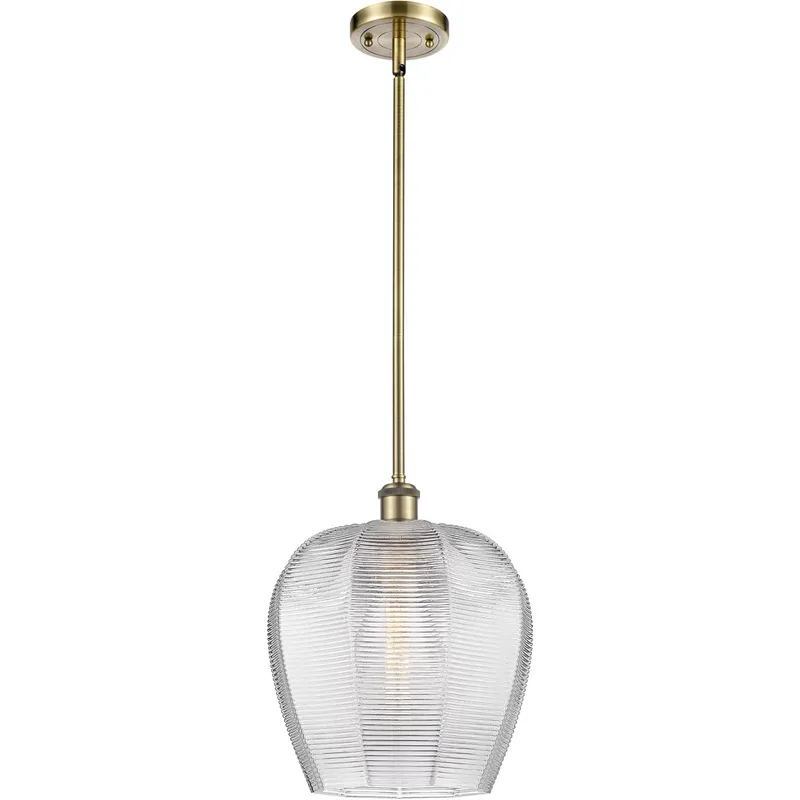 Ballston Norfolk 1 Light 12 inch Antique Brass Mini Pendant Ceiling Light in Clear Glass