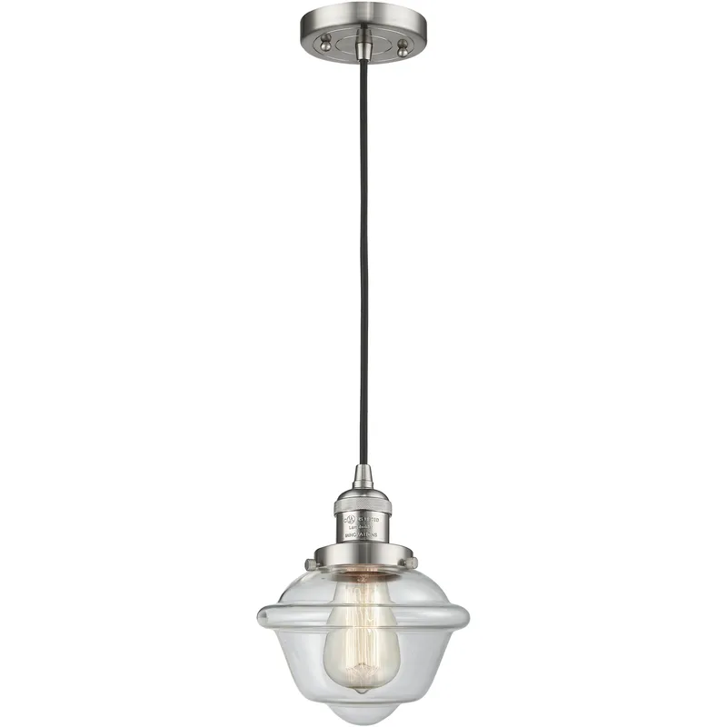 Franklin Restoration Oxford 1 Light 7.5 inch Brushed Satin Nickel Mini Pendant Ceiling Light in Incandescent, Clear, Franklin Restoration