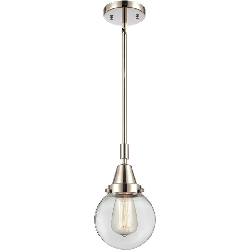 Beacon 1 Light 6 inch Polished Nickel Mini Pendant Ceiling Light in Clear Glass