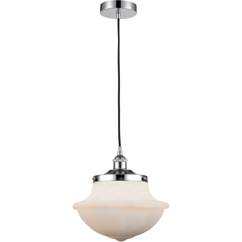 Oxford 1 Light 11.75 inch Polished Chrome Mini Pendant Ceiling Light in Matte White Glass