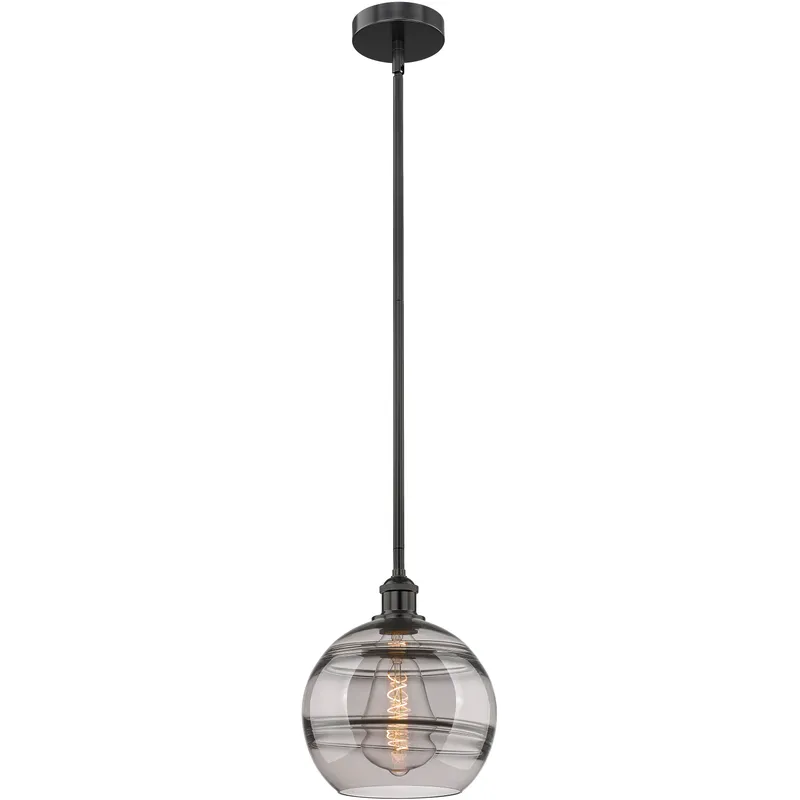 Edison Rochester 1 Light 10 inch Matte Black Stem Hung Mini Pendant Ceiling Light
