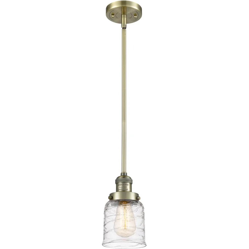 Franklin Restoration Bell LED 5 inch Antique Brass Mini Pendant Ceiling Light in Deco Swirl
