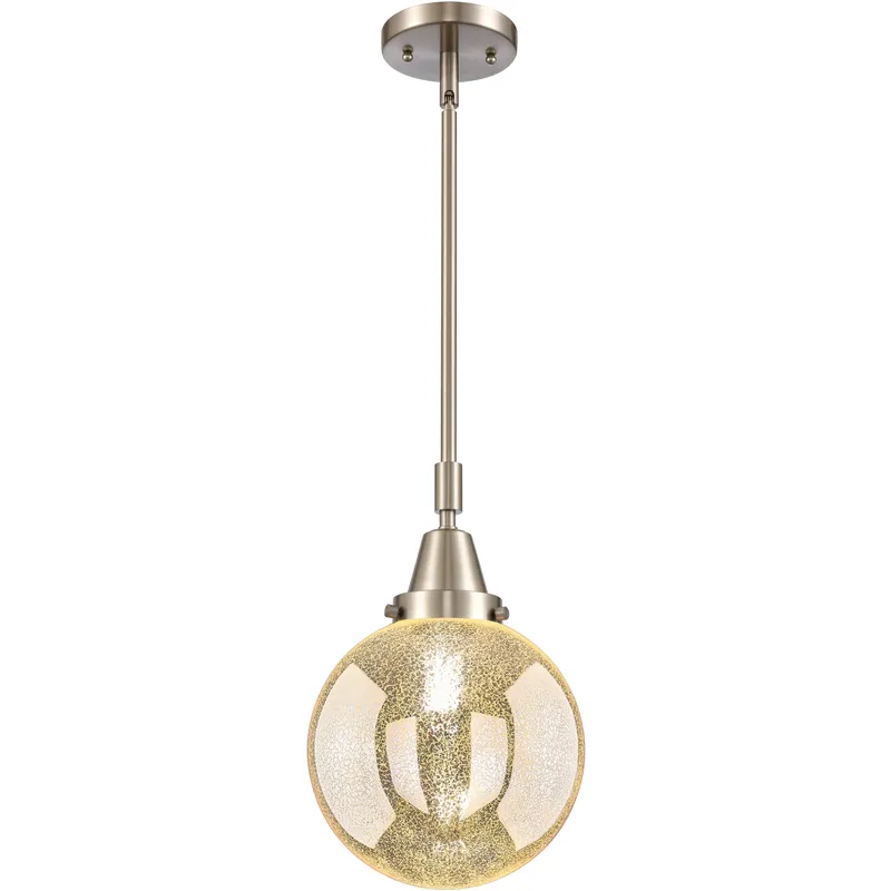 Beacon 1 Light 8 inch Brushed Satin Nickel Mini Pendant Ceiling Light in Mercury Glass