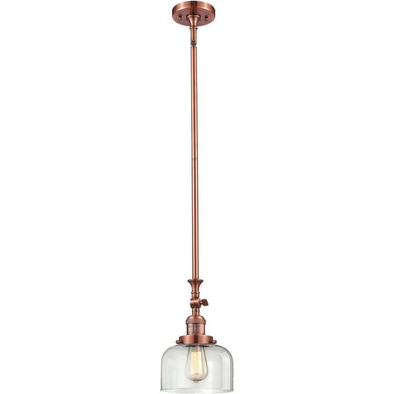 Franklin Restoration Bell LED 8 inch Antique Copper Mini Pendant Ceiling Light in Clear, Franklin Restoration