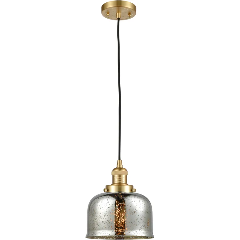 Franklin Restoration Bell 1 Light 8 inch Satin Gold Mini Pendant Ceiling Light in Incandescent, Silver Plated Mercury, Franklin Restoration