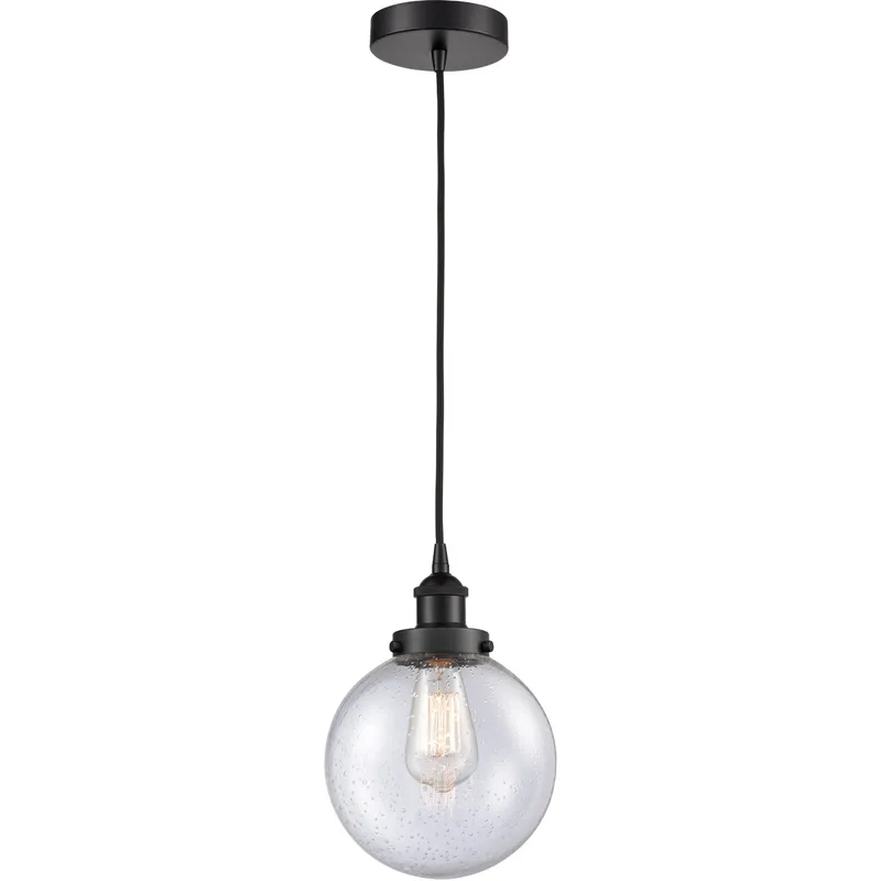 Edison Beacon LED 8 inch Matte Black Mini Pendant Ceiling Light