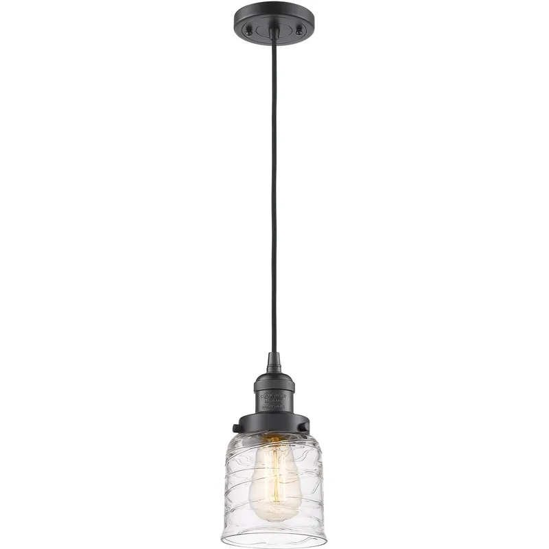 Franklin Restoration Bell LED 5 inch Oil Rubbed Bronze Mini Pendant Ceiling Light in Deco Swirl