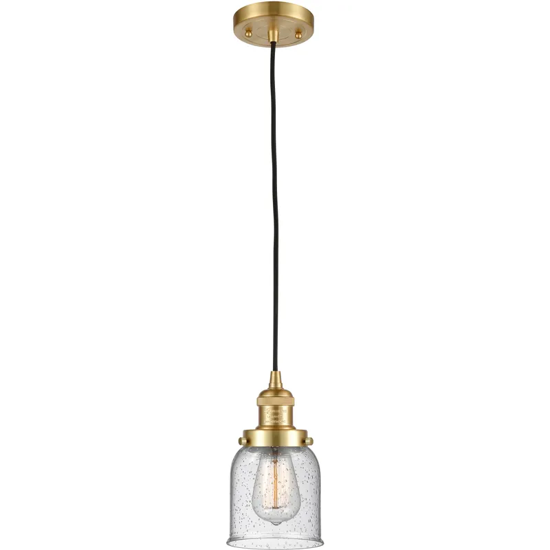 Franklin Restoration Bell LED 5 inch Satin Gold Mini Pendant Ceiling Light in Seedy, Franklin Restoration