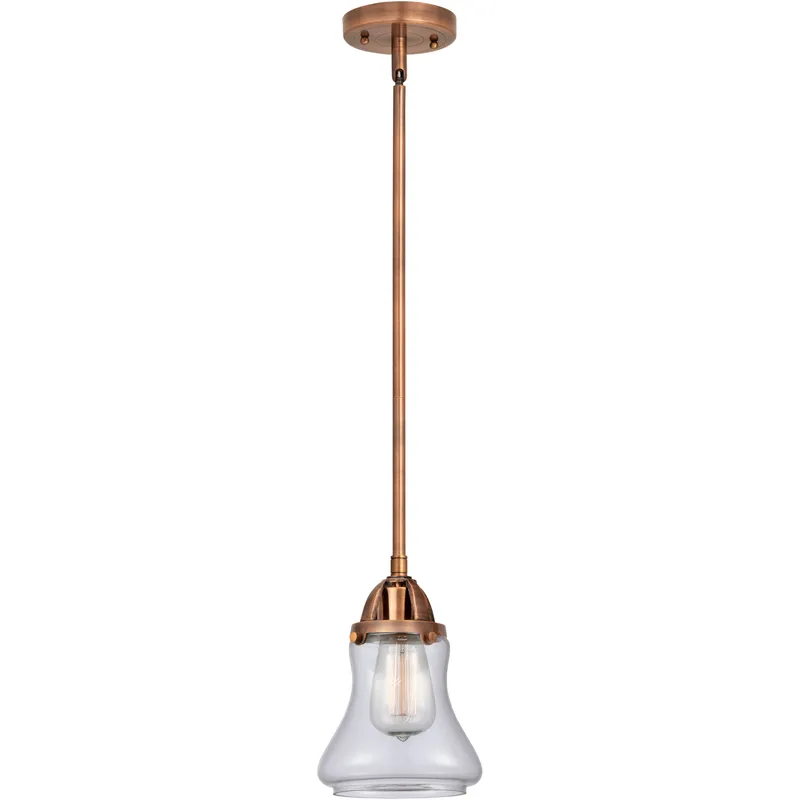 Nouveau 2 Bellmont LED 6 inch Antique Copper Mini Pendant Ceiling Light in Clear