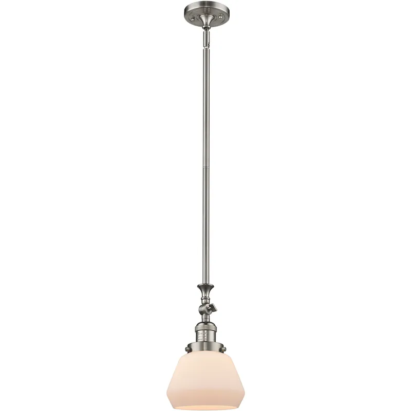 Franklin Restoration Fulton LED 7 inch Brushed Satin Nickel Mini Pendant Ceiling Light in Matte White, Franklin Restoration