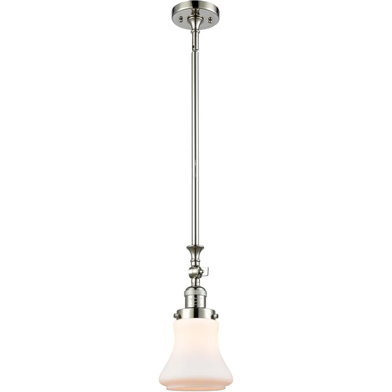 Franklin Restoration Bellmont 1 Light 7 inch Polished Nickel Mini Pendant Ceiling Light in Matte White Glass, Franklin Restoration