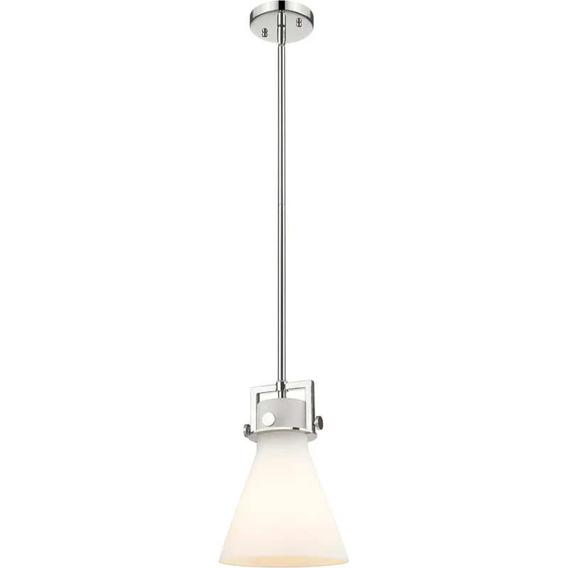 Newton Cone 1 Light 8 inch Polished Nickel Mini Pendant Ceiling Light in Matte White Glass