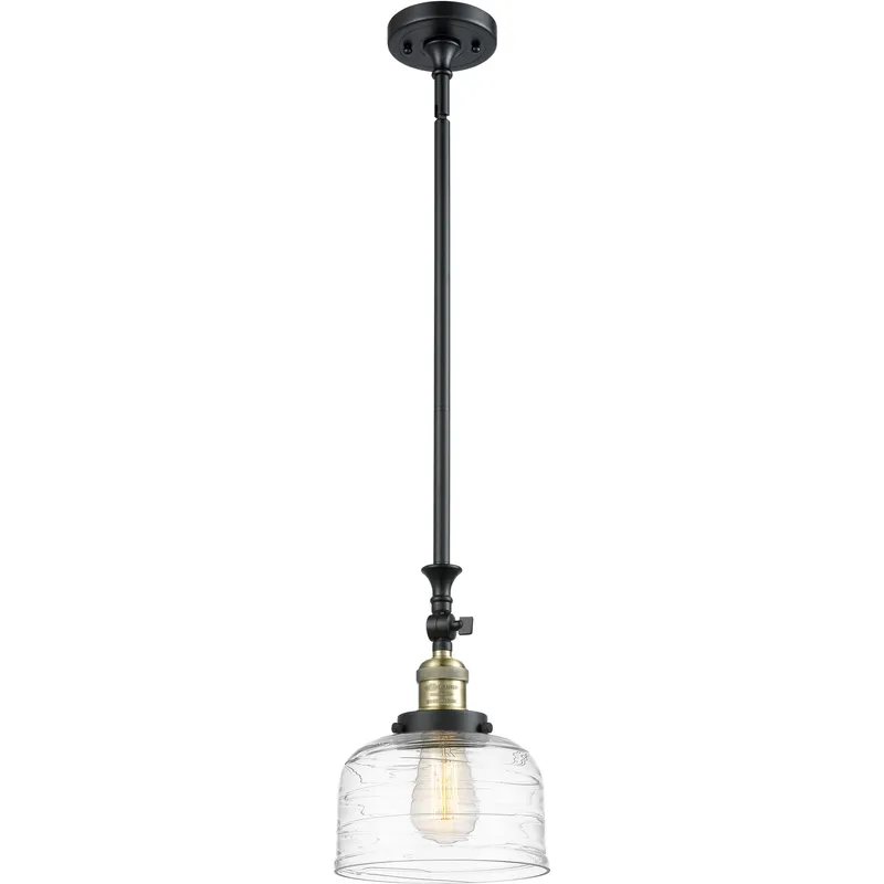 Franklin Restoration Bell LED 8 inch Black Antique Brass Mini Pendant Ceiling Light in Clear Deco Swirl