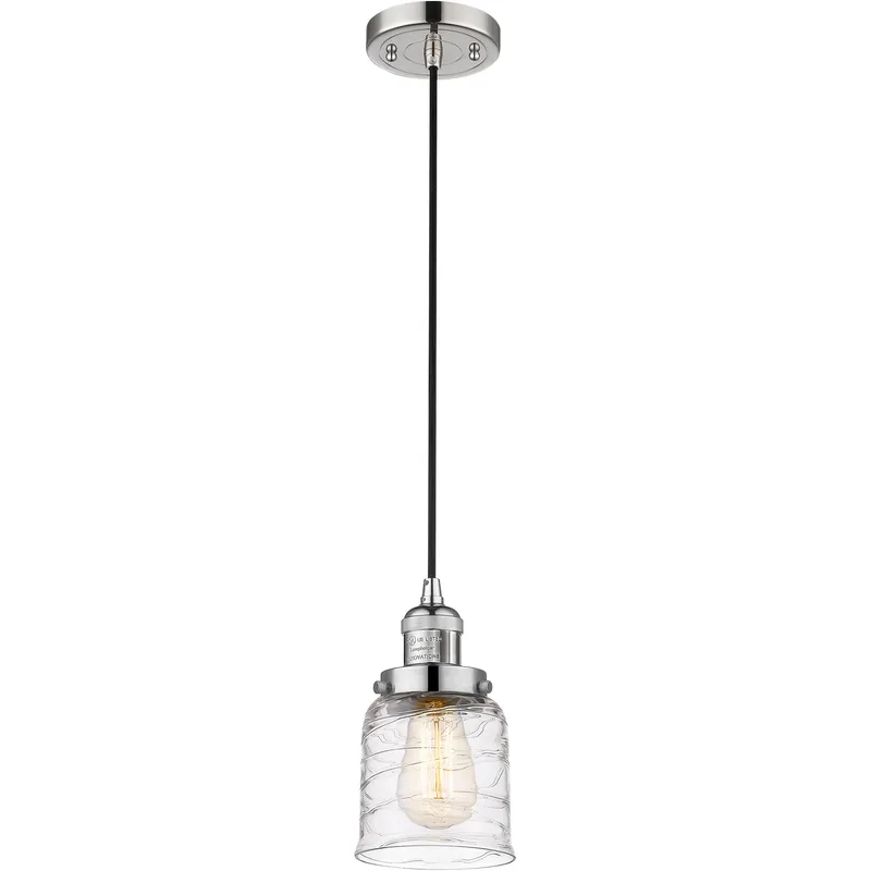 Franklin Restoration Bell LED 5 inch Polished Nickel Mini Pendant Ceiling Light in Deco Swirl