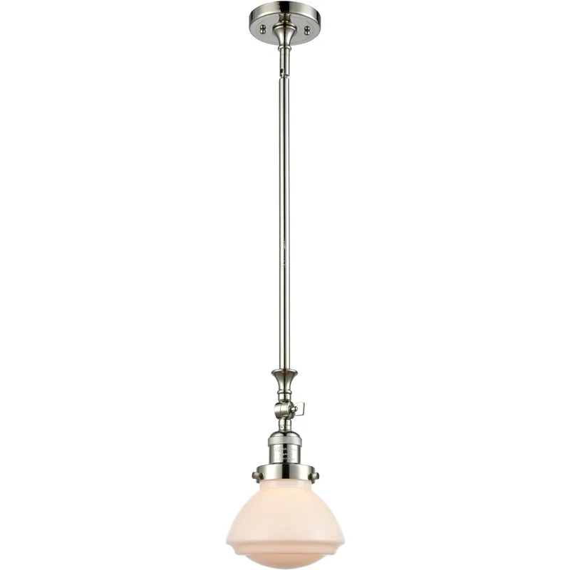 Franklin Restoration Olean LED 6.75 inch Polished Nickel Mini Pendant Ceiling Light in Matte White, Franklin Restoration