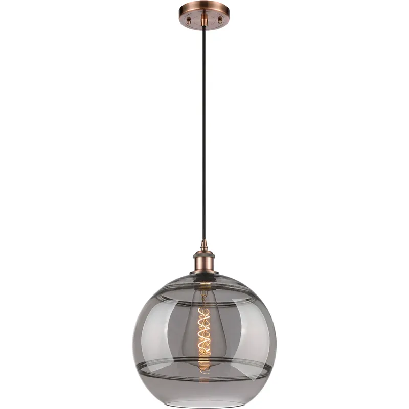 Ballston Rochester 1 Light 12 inch Antique Copper Cord Hung Mini Pendant Ceiling Light