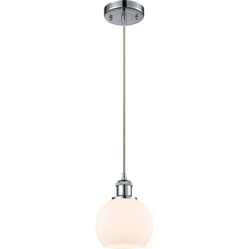 Ballston Athens 1 Light 6 inch Polished Chrome Mini Pendant Ceiling Light in Matte White Glass