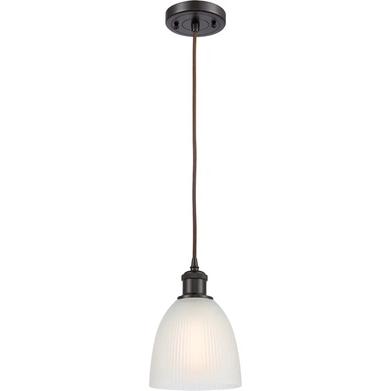 Ballston Castile 1 Light 6 inch Oil Rubbed Bronze Mini Pendant Ceiling Light in White Glass, Ballston