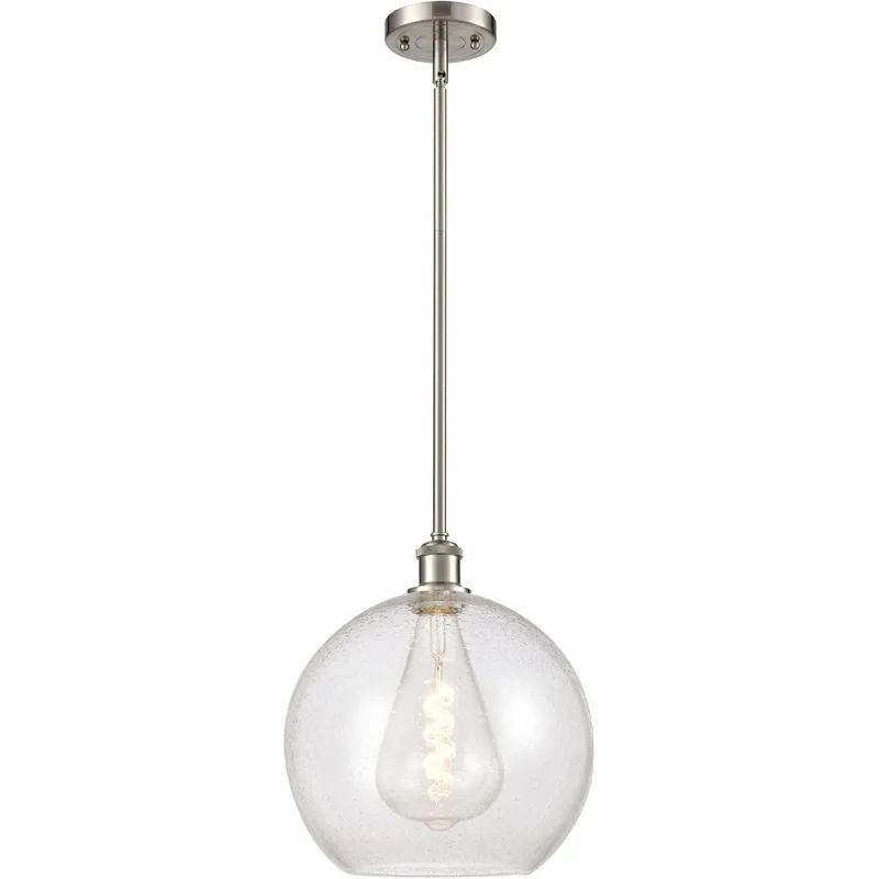 Ballston Athens 1 Light 12 inch Brushed Satin Nickel Mini Pendant Ceiling Light in Seedy Glass