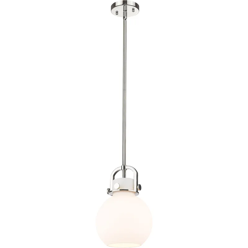 Newton Sphere 1 Light 8 inch Polished Nickel Mini Pendant Ceiling Light in Matte White Glass