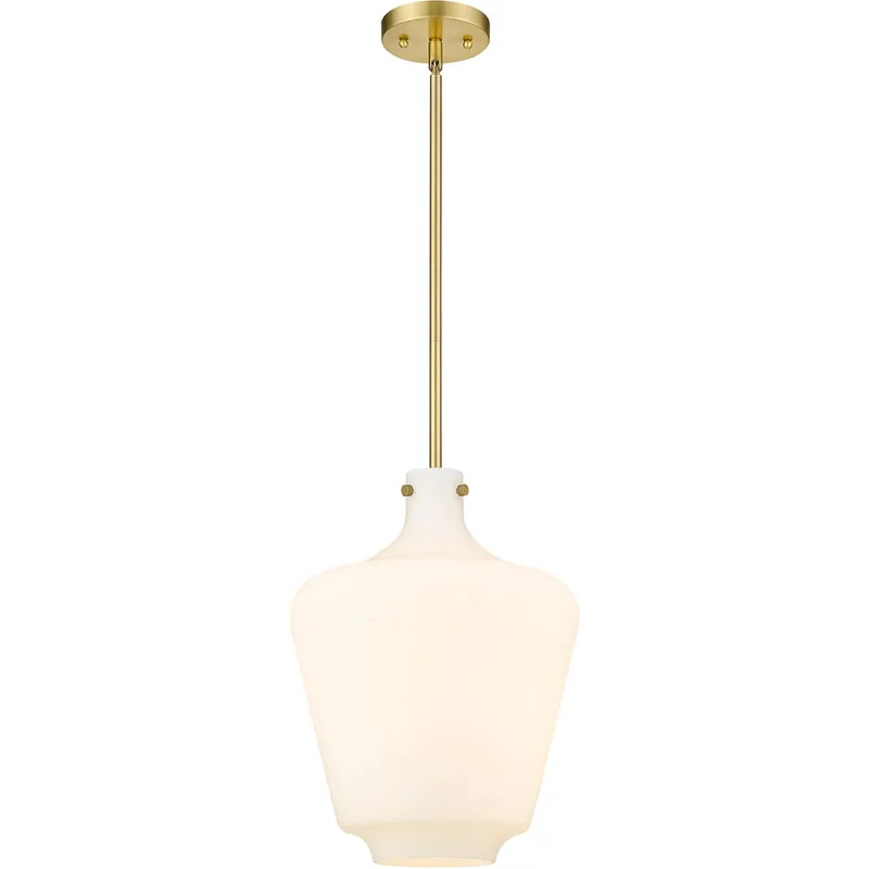 Lowell 1 Light 12 inch Satin Gold Mini Pendant Ceiling Light in Matte White Glass