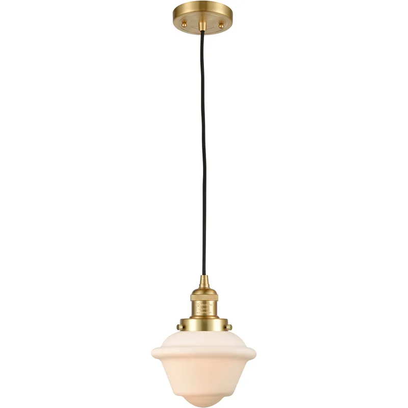 Franklin Restoration Oxford 1 Light 7.5 inch Satin Gold Mini Pendant Ceiling Light in Incandescent, Matte White, Franklin Restoration