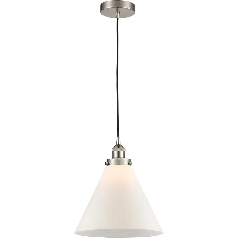 Edison Cone 1 Light 12 inch Brushed Satin Nickel Mini Pendant Ceiling Light