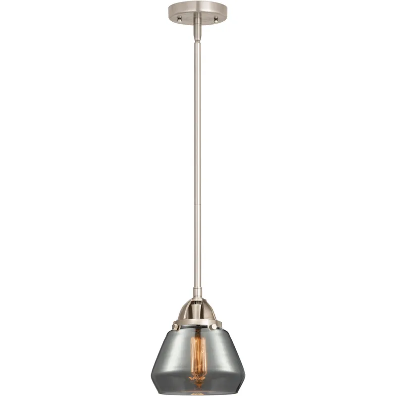 Nouveau 2 Fulton LED 6.75 inch Brushed Satin Nickel Mini Pendant Ceiling Light in Light Smoke Glass