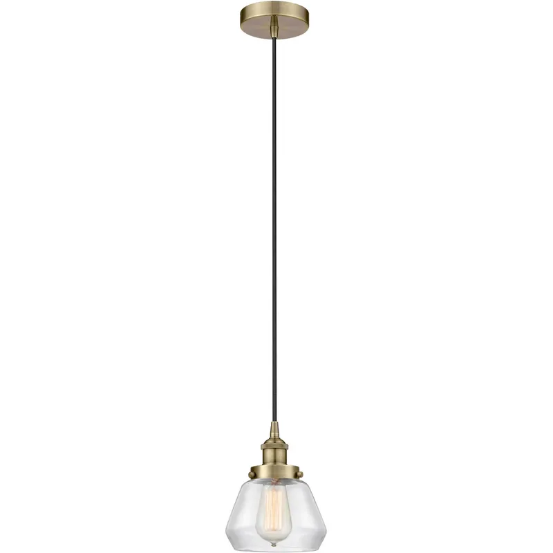 Edison Fulton LED 7 inch Antique Brass Mini Pendant Ceiling Light