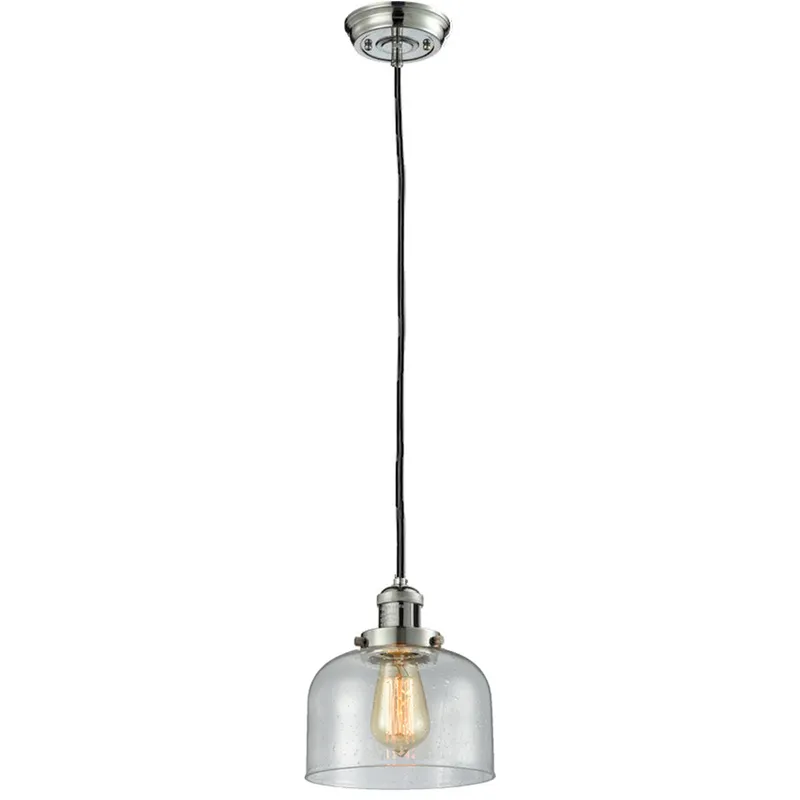 Franklin Restoration Bell LED 8 inch Polished Nickel Mini Pendant Ceiling Light in Seedy, Franklin Restoration