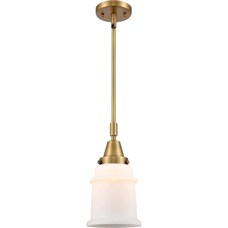 Franklin Restoration Canton LED 6.5 inch Brushed Brass Mini Pendant Ceiling Light in Matte White Glass
