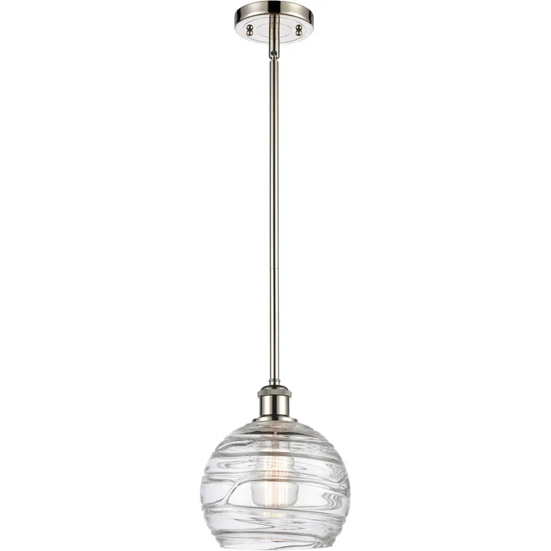 Ballston Deco Swirl 1 Light 8 inch Polished Nickel Pendant Ceiling Light, Ballston