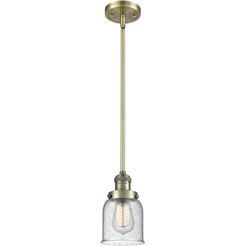 Franklin Restoration Bell LED 5 inch Antique Brass Mini Pendant Ceiling Light in Seedy, Franklin Restoration
