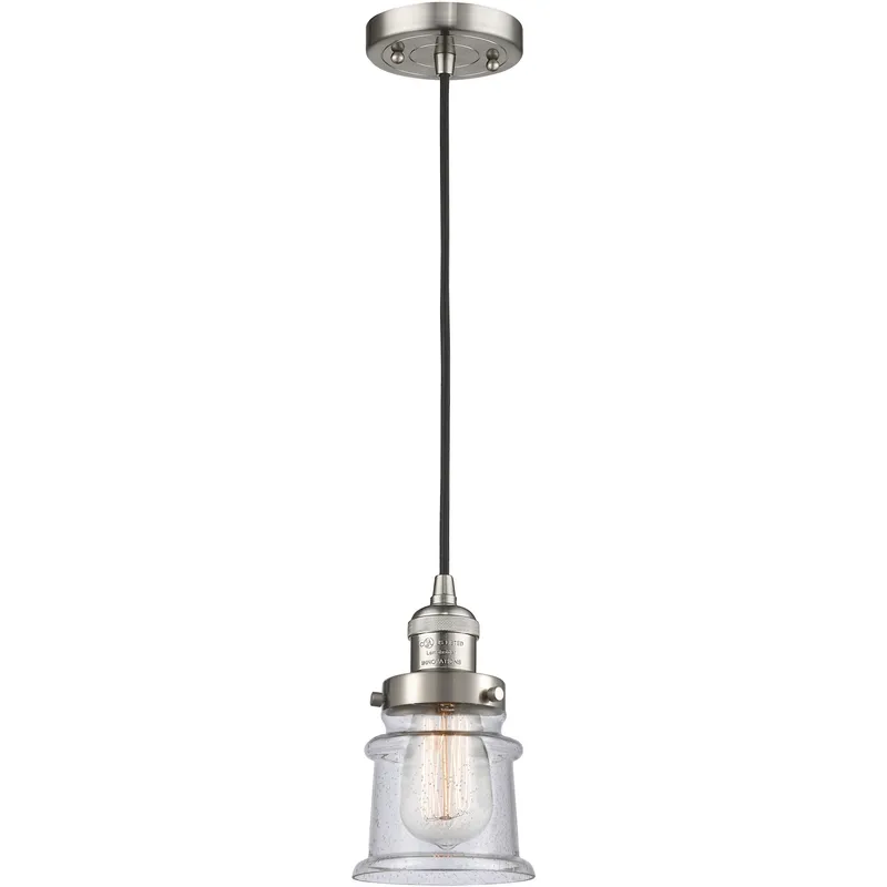 Franklin Restoration Canton LED 6 inch Brushed Satin Nickel Mini Pendant Ceiling Light in Seedy, Franklin Restoration