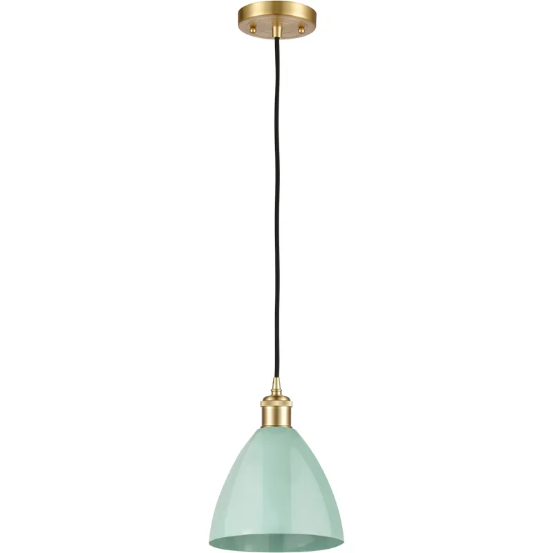 Ballston Plymouth Dome 1 Light 8 inch Satin Gold Mini Pendant Ceiling Light in Matte Seafoam