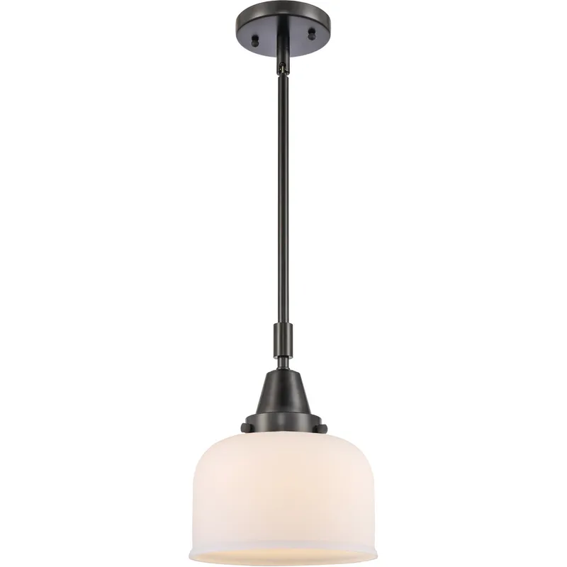 Franklin Restoration X-Large Bell LED 12 inch Matte Black Mini Pendant Ceiling Light in Matte White Glass