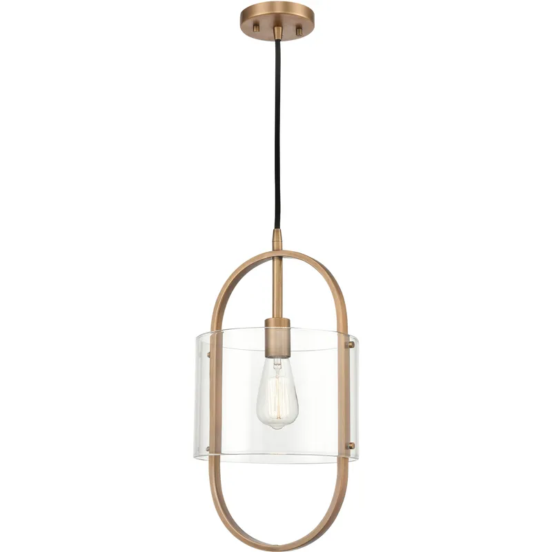Pelham LED 9.5 inch Brushed Brass Mini Pendant Ceiling Light
