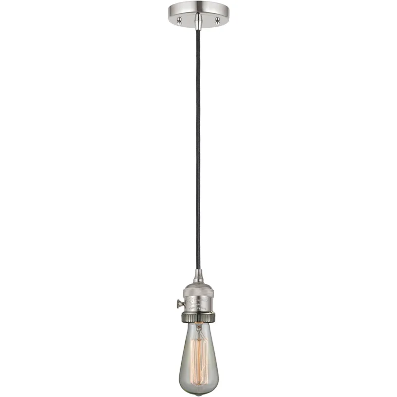 Franklin Restoration Bare Bulb 1 Light 2 inch Polished Nickel Mini Pendant Ceiling Light in Incandescent
