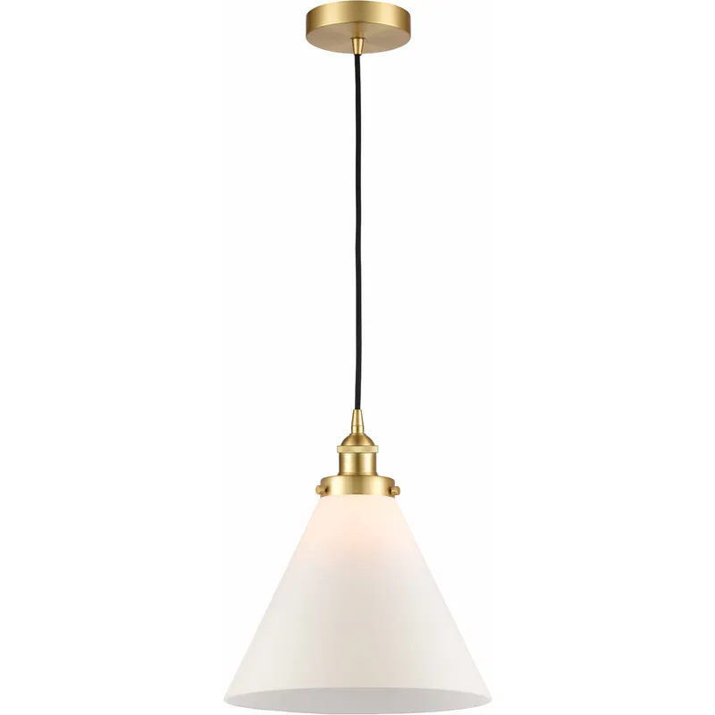 Edison Cone 1 Light 12 inch Satin Gold Mini Pendant Ceiling Light