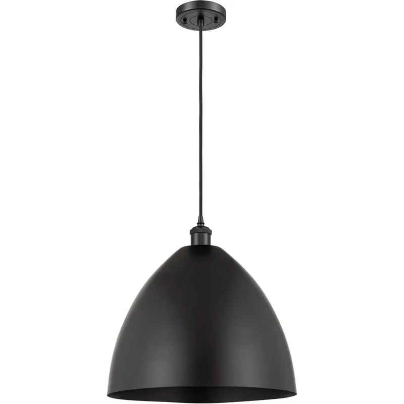 Ballston Plymouth Dome LED 16 inch Brushed Brass Mini Pendant Ceiling Light in Black Textured, Matte Seafoam
