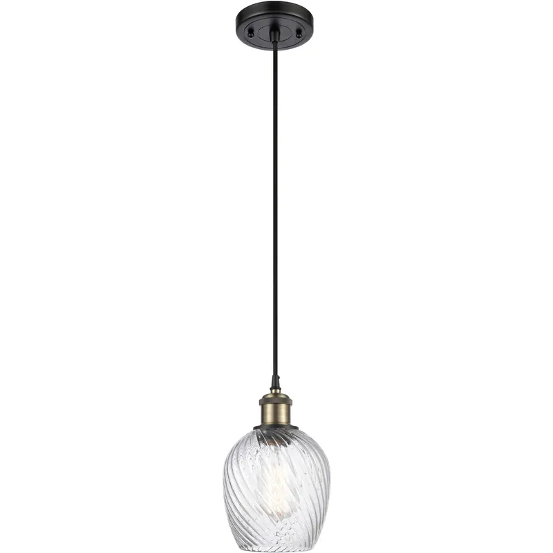 Ballston Salina LED 5 inch Black Antique Brass Mini Pendant Ceiling Light in Black Textured, Ballston