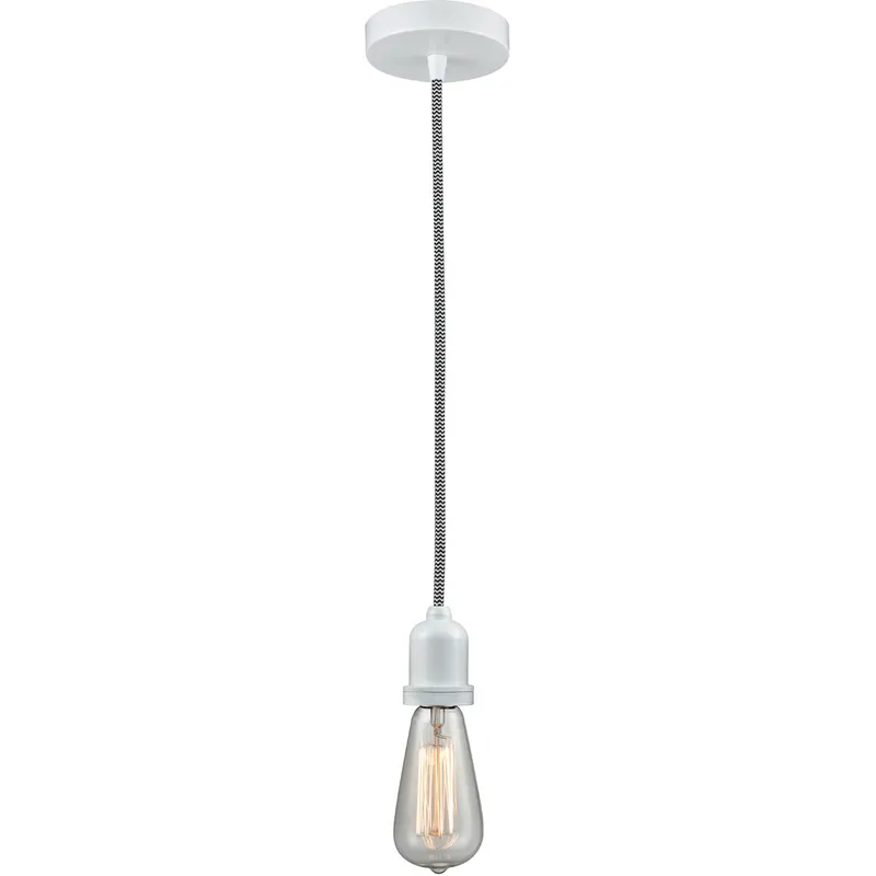 Whitney Bare Bulb 1 Light 2 inch White Mini Pendant Ceiling Light in Zebra, Whitney
