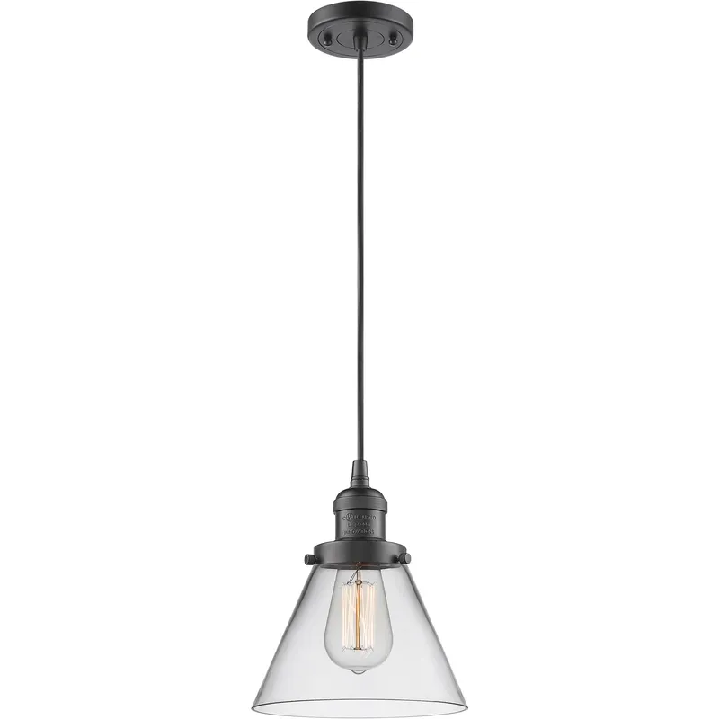 Franklin Restoration Cone 1 Light 8 inch Oil Rubbed Bronze Mini Pendant Ceiling Light in Incandescent, Clear, Franklin Restoration