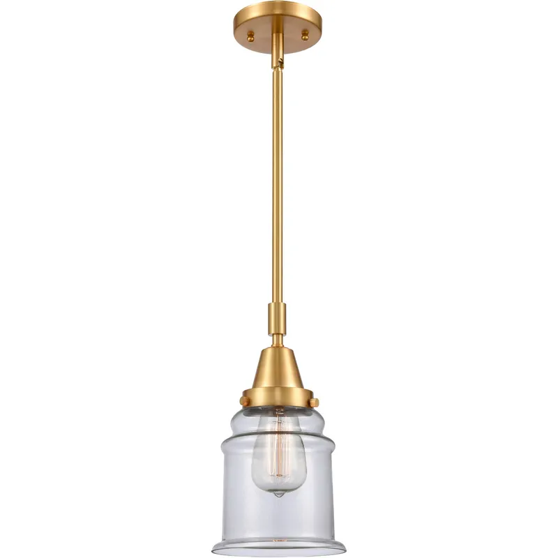 Franklin Restoration Canton LED 6.5 inch Satin Gold Mini Pendant Ceiling Light in Clear Glass