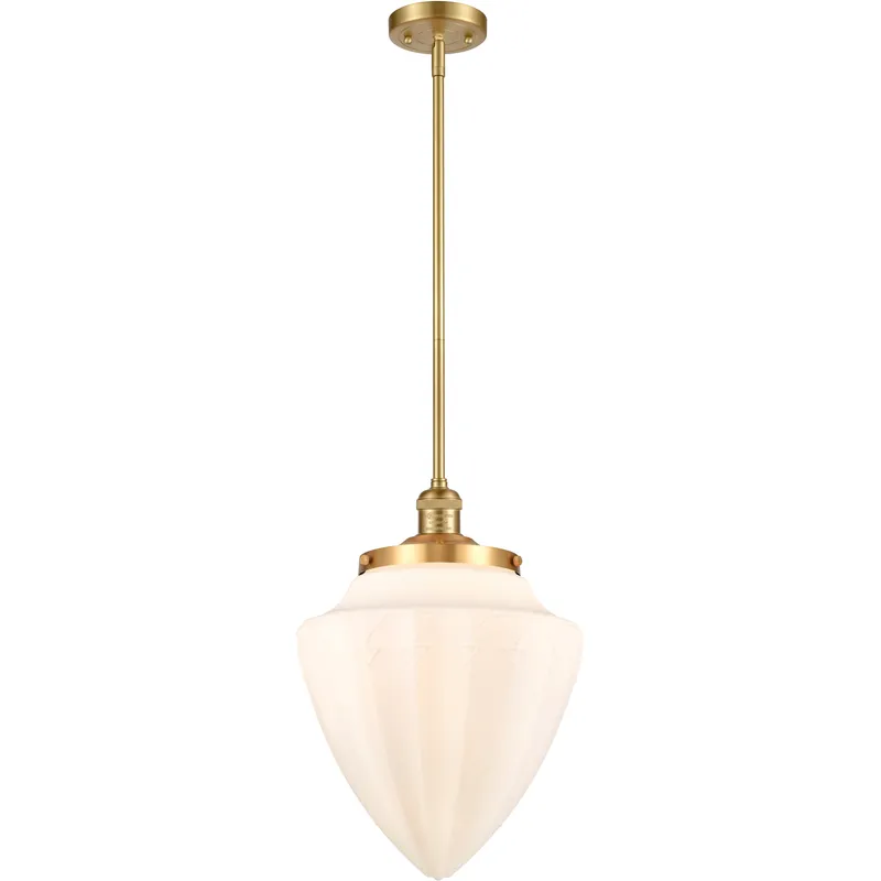 Franklin Restoration Bullet LED 12 inch Satin Gold Mini Pendant Ceiling Light in Matte White