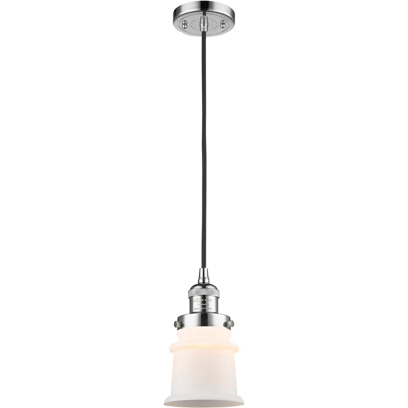 Franklin Restoration Canton 1 Light 6 inch Polished Chrome Mini Pendant Ceiling Light in Incandescent, Matte White, Franklin Restoration